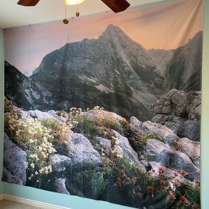 Mountain/ Floral Scene Tapestry